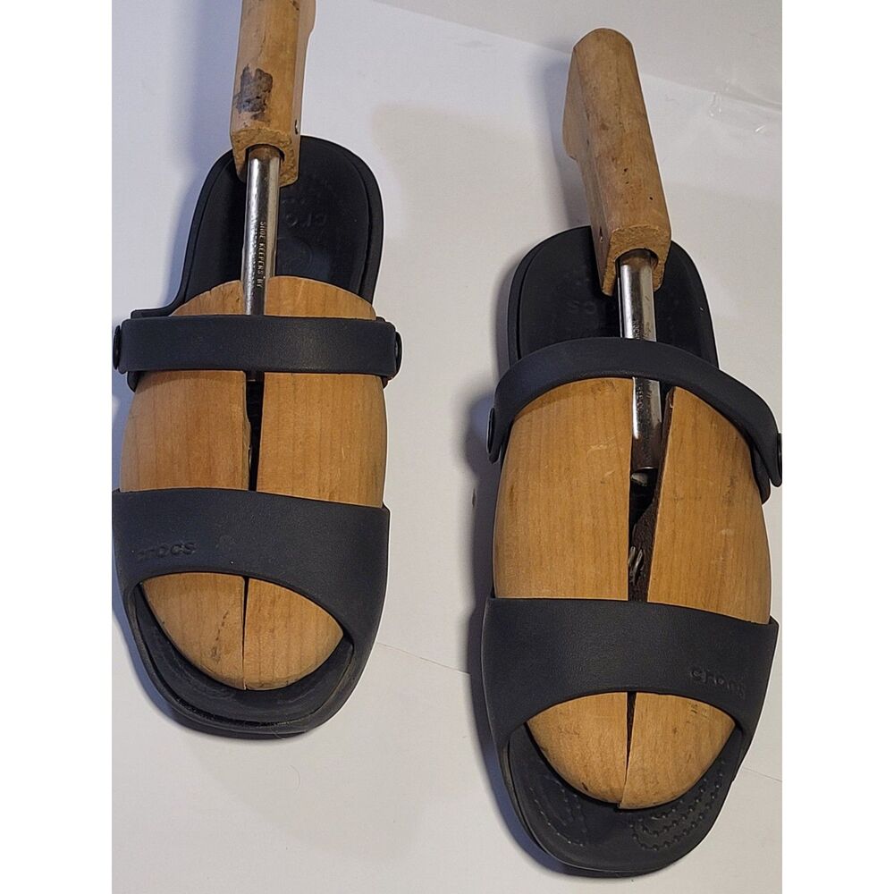 Crocs Womens Size 8 Black Strappy Slip On Comfort Sandals Open Toe Clog